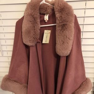 Faux fur brand new sweater poncho